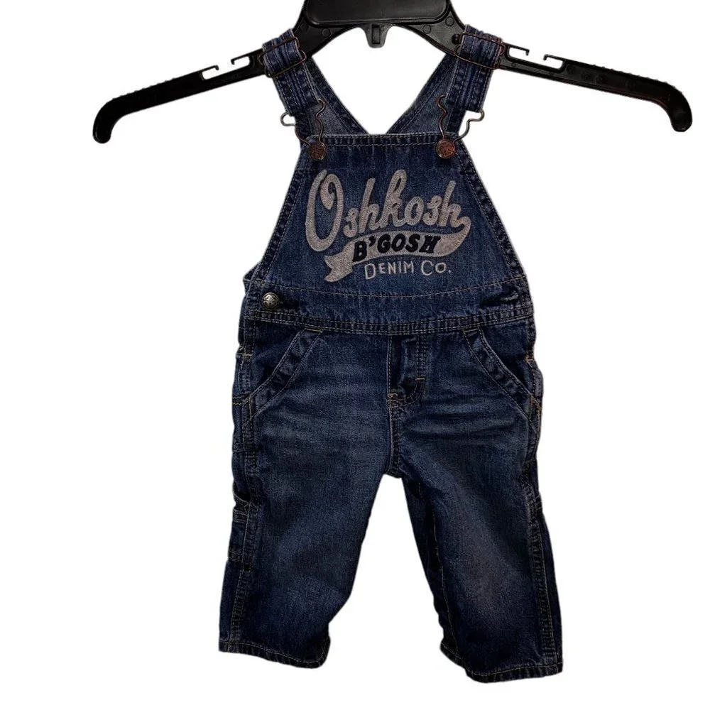 OshKosh Bgosh Baby Toddler Size 9M 9 Months Blue Vestbak Denim Jean Overalls
